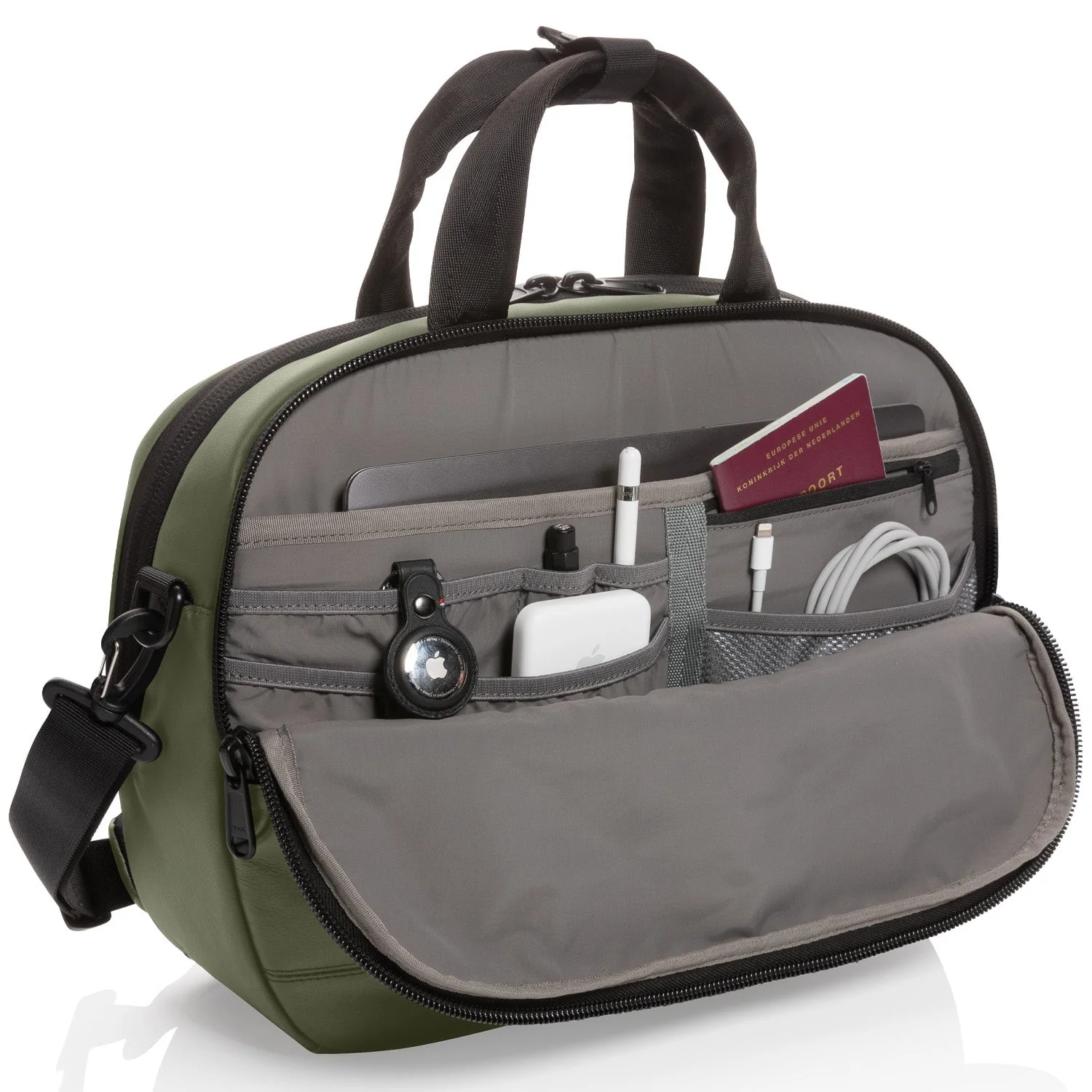 Leather Briefcase | Olive - Image 6